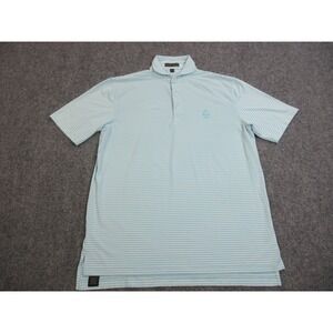 Peter‎ Millar Polo Shirt Mens Medium Blue Stripe Summer Comfort Golf Stretch